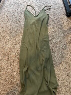 Abercrombie and Fitch Olive Green V-Neck Slip Dress - Women